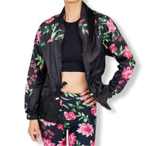 Juicy by Juicy Couture Lightweight Black Pink Floral Zip Up Track Jacket sz XS